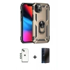 MARSİLYAN™- iPhone 14 Kılıf Ahenk Klasik Koleksiyonu - Siyah 3D Antistatik Hayalet Cam Ekran Koruyucu + Shine Kamera Lens - YL