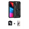 MARSİLYAN™- iPhone 14 Kılıf Ahenk Klasik Koleksiyonu - Siyah Bilvis 3D Mat Cam Ekran Koruyucu + PVD Metal Kamera Lens - MI