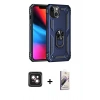 MARSİLYAN™- iPhone 14 Kılıf Ahenk Klasik Koleksiyonu - Siyah Bilvis 3D Mat Cam Ekran Koruyucu + Pembe PVD Metal Kamera Lens
