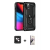 MARSİLYAN™- iPhone 14 Kılıf Ahenk Klasik Koleksiyonu - Siyah Bilvis 3D Mat Cam Ekran Koruyucu + Pembe PVD Metal Kamera Lens