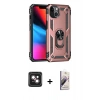 MARSİLYAN™- iPhone 14 Kılıf Ahenk Klasik Koleksiyonu - Siyah Bilvis 3D Mat Cam Ekran Koruyucu + Pembe PVD Metal Kamera Lens