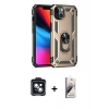 MARSİLYAN™- iPhone 14 Kılıf Ahenk Klasik Koleksiyonu - Siyah Bilvis 3D Mat Cam Ekran Koruyucu + PVD Metal Kamera Lens - SH