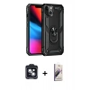 MARSİLYAN™- iPhone 14 Kılıf Ahenk Klasik Koleksiyonu - Siyah Bilvis 3D Mat Cam Ekran Koruyucu + PVD Metal Kamera Lens - SH