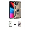 MARSİLYAN™- iPhone 14 Kılıf Ahenk Klasik Koleksiyonu - Siyah Bilvis 3D Mat Cam Ekran Koruyucu + Shine Kamera Lens - YL