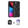 MARSİLYAN™- iPhone 14 Kılıf Ahenk Klasik Koleksiyonu - Siyah Bilvis 5in1 3D Magic Cam Ekran Koruyucu + Gümüş PVD Metal Kamera Lens