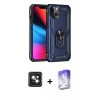 MARSİLYAN™- iPhone 14 Kılıf Ahenk Klasik Koleksiyonu - Siyah Bilvis 5in1 3D Magic Cam Ekran Koruyucu + PVD Metal Kamera Lens - PE