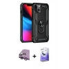 MARSİLYAN™- iPhone 14 Kılıf Ahenk Klasik Koleksiyonu - Siyah Bilvis 5in1 5D Magic Hayalet Cam Ekran Koruyucu + Raze Metal Kamera Lens - MR