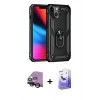 MARSİLYAN™- iPhone 14 Kılıf Ahenk Klasik Koleksiyonu - Siyah Bilvis 5in1 5D Magic Hayalet Cam Ekran Koruyucu + Raze Metal Kamera Lens - SH