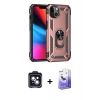 MARSİLYAN™- iPhone 14 Kılıf Ahenk Klasik Koleksiyonu - Siyah Bilvis 5in1 5D Magic Hayalet Cam Ekran Koruyucu + PVD Metal Kamera Lens - SH