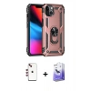MARSİLYAN™- iPhone 14 Kılıf Ahenk Klasik Koleksiyonu - Siyah Bilvis 5in1 5D Magic Hayalet Cam Ekran Koruyucu + Kırmızı Shine Kamera Lens