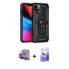 MARSİLYAN™- iPhone 14 Kılıf Ahenk Klasik Koleksiyonu - Siyah Bilvis 5in1 5D Magic Hayalet Cam Ekran Koruyucu + Raze Metal Kamera Lens - GS