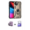 MARSİLYAN™- iPhone 14 Kılıf Ahenk Klasik Koleksiyonu - Siyah Bilvis 5in1 5D Magic Hayalet Cam Ekran Koruyucu + Raze Metal Kamera Lens - GS
