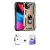 MARSİLYAN™- iPhone 14 Kılıf Ahenk Klasik Koleksiyonu - Siyah Bilvis 5in1 5D Magic Hayalet Cam Ekran Koruyucu + Shine Kamera Lens - SH