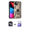 MARSİLYAN™- iPhone 14 Kılıf Ahenk Klasik Koleksiyonu - Siyah Bilvis 5in1 5D Magic Hayalet Cam Ekran Koruyucu + PVD Metal Kamera Lens - SH