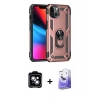 MARSİLYAN™- iPhone 14 Kılıf Ahenk Klasik Koleksiyonu - Siyah Bilvis 5in1 5D Magic Hayalet Cam Ekran Koruyucu + PVD Metal Kamera Lens - MI