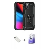 MARSİLYAN™- iPhone 14 Kılıf Ahenk Klasik Koleksiyonu - Siyah Bilvis 5in1 5D Magic Hayalet Cam Ekran Koruyucu + Diamond Kamera Lens - PE