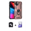 MARSİLYAN™- iPhone 14 Kılıf Ahenk Klasik Koleksiyonu - Siyah Bilvis 5in1 5D Magic Hayalet Cam Ekran Koruyucu + PVD Metal Kamera Lens - GS