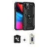 MARSİLYAN™- iPhone 14 Kılıf Ahenk Klasik Koleksiyonu - Siyah Bilvis Hayalet Cam Ekran Koruyucu + PVD Metal Kamera Lens - TU