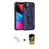 MARSİLYAN™- iPhone 14 Kılıf Ahenk Klasik Koleksiyonu - Siyah Buffer Cam Ekran Koruyucu + Diamond Kamera Lens - KI