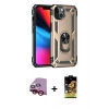 MARSİLYAN™- iPhone 14 Kılıf Ahenk Klasik Koleksiyonu - Siyah Buffer Cam Ekran Koruyucu + Raze Metal Kamera Lens - KI