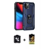 MARSİLYAN™- iPhone 14 Kılıf Ahenk Klasik Koleksiyonu - Siyah Buffer Cam Ekran Koruyucu + PVD Metal Kamera Lens - MI