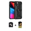 MARSİLYAN™- iPhone 14 Kılıf Ahenk Klasik Koleksiyonu - Siyah Buffer Cam Ekran Koruyucu + PVD Metal Kamera Lens - TU