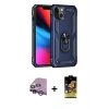 MARSİLYAN™- iPhone 14 Kılıf Ahenk Klasik Koleksiyonu - Siyah Buffer Cam Ekran Koruyucu + Raze Metal Kamera Lens - MR