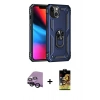 MARSİLYAN™- iPhone 14 Kılıf Ahenk Klasik Koleksiyonu - Siyah Buffer Cam Ekran Koruyucu + Raze Metal Kamera Lens - SH