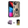 MARSİLYAN™- iPhone 14 Kılıf Ahenk Klasik Koleksiyonu - Siyah Buffer Cam Ekran Koruyucu + Raze Metal Kamera Lens - SH