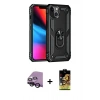 MARSİLYAN™- iPhone 14 Kılıf Ahenk Klasik Koleksiyonu - Siyah Buffer Cam Ekran Koruyucu + Raze Metal Kamera Lens - SH