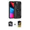 MARSİLYAN™- iPhone 14 Kılıf Ahenk Klasik Koleksiyonu - Siyah Buffer Cam Ekran Koruyucu + PVD Metal Kamera Lens - SH