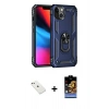 MARSİLYAN™- iPhone 14 Kılıf Ahenk Klasik Koleksiyonu - Siyah Buffer Hayalet Cam Ekran Koruyucu + Diamond Kamera Lens - PE