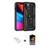 MARSİLYAN™- iPhone 14 Kılıf Ahenk Klasik Koleksiyonu - Siyah Buffer Hayalet Cam Ekran Koruyucu + Diamond Kamera Lens - PE