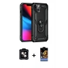 MARSİLYAN™- iPhone 14 Kılıf Ahenk Klasik Koleksiyonu - Siyah Buffer Hayalet Cam Ekran Koruyucu + PVD Metal Kamera Lens - TU
