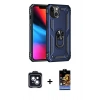 MARSİLYAN™- iPhone 14 Kılıf Ahenk Klasik Koleksiyonu - Siyah Buffer Hayalet Cam Ekran Koruyucu + PVD Metal Kamera Lens - SH