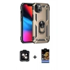 MARSİLYAN™- iPhone 14 Kılıf Ahenk Klasik Koleksiyonu - Siyah Buffer Hayalet Cam Ekran Koruyucu + PVD Metal Kamera Lens - TU