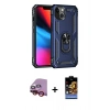 MARSİLYAN™- iPhone 14 Kılıf Ahenk Klasik Koleksiyonu - Siyah Buffer Hayalet Cam Ekran Koruyucu + Raze Metal Kamera Lens - KI