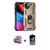 MARSİLYAN™- iPhone 14 Kılıf Ahenk Klasik Koleksiyonu - Siyah Buffer Hayalet Cam Ekran Koruyucu + Raze Metal Kamera Lens - GS