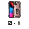 MARSİLYAN™- iPhone 14 Kılıf Ahenk Klasik Koleksiyonu - Siyah Joko Magic 5D Hayalet Cam + Pembe PVD Metal Kamera Lens
