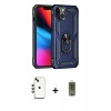 MARSİLYAN™- iPhone 14 Kılıf Ahenk Klasik Koleksiyonu - Siyah Joko Magic 5D Hayalet Cam + Yeşil Shine Kamera Lens