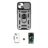 MARSİLYAN™- iPhone 14 Kılıf Ahenk Klasik - Şeffaf 360 Full Body Arka Koruyucu + Shine Kamera Lens - GS