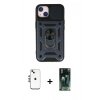MARSİLYAN™- iPhone 14 Kılıf Ahenk Klasik - Şeffaf 360 Full Body Arka Koruyucu + Shine Kamera Lens - GS