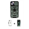 MARSİLYAN™- iPhone 14 Kılıf Ahenk Klasik - Şeffaf 360 Full Body Arka Koruyucu + Shine Kamera Lens - GS