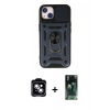 MARSİLYAN™- iPhone 14 Kılıf Ahenk Klasik - Şeffaf 360 Full Body Arka Koruyucu + PVD Metal Kamera Lens - MI