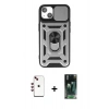 MARSİLYAN™- iPhone 14 Kılıf Ahenk Klasik - Şeffaf 360 Full Body Arka Koruyucu + Shine Kamera Lens - KI