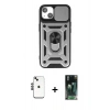 MARSİLYAN™- iPhone 14 Kılıf Ahenk Klasik - Şeffaf 360 Full Body Arka Koruyucu + Shine Kamera Lens - SH