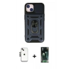 MARSİLYAN™- iPhone 14 Kılıf Ahenk Klasik - Şeffaf 360 Full Body Arka Koruyucu + Shine Kamera Lens - SH