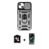 MARSİLYAN™- iPhone 14 Kılıf Ahenk Klasik - Şeffaf 360 Full Body Arka Koruyucu + PVD Metal Kamera Lens - TU