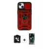 MARSİLYAN™- iPhone 14 Kılıf Ahenk Klasik - Şeffaf 360 Full Body Arka Koruyucu + PVD Metal Kamera Lens - TU