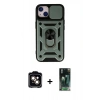 MARSİLYAN™- iPhone 14 Kılıf Ahenk Klasik - Şeffaf 360 Full Body Arka Koruyucu + PVD Metal Kamera Lens - TU